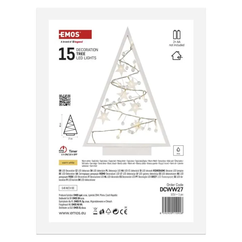 LED dekorácia – svietiaci stromček s ozdobami, 40 cm, 2xAA, vnútorný, teplá biela, časovač – Obrázok 9