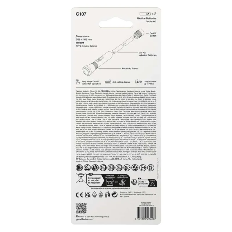 LED ručné svietidlo GP C107, 70 lm, 2× AA – Obrázok 11