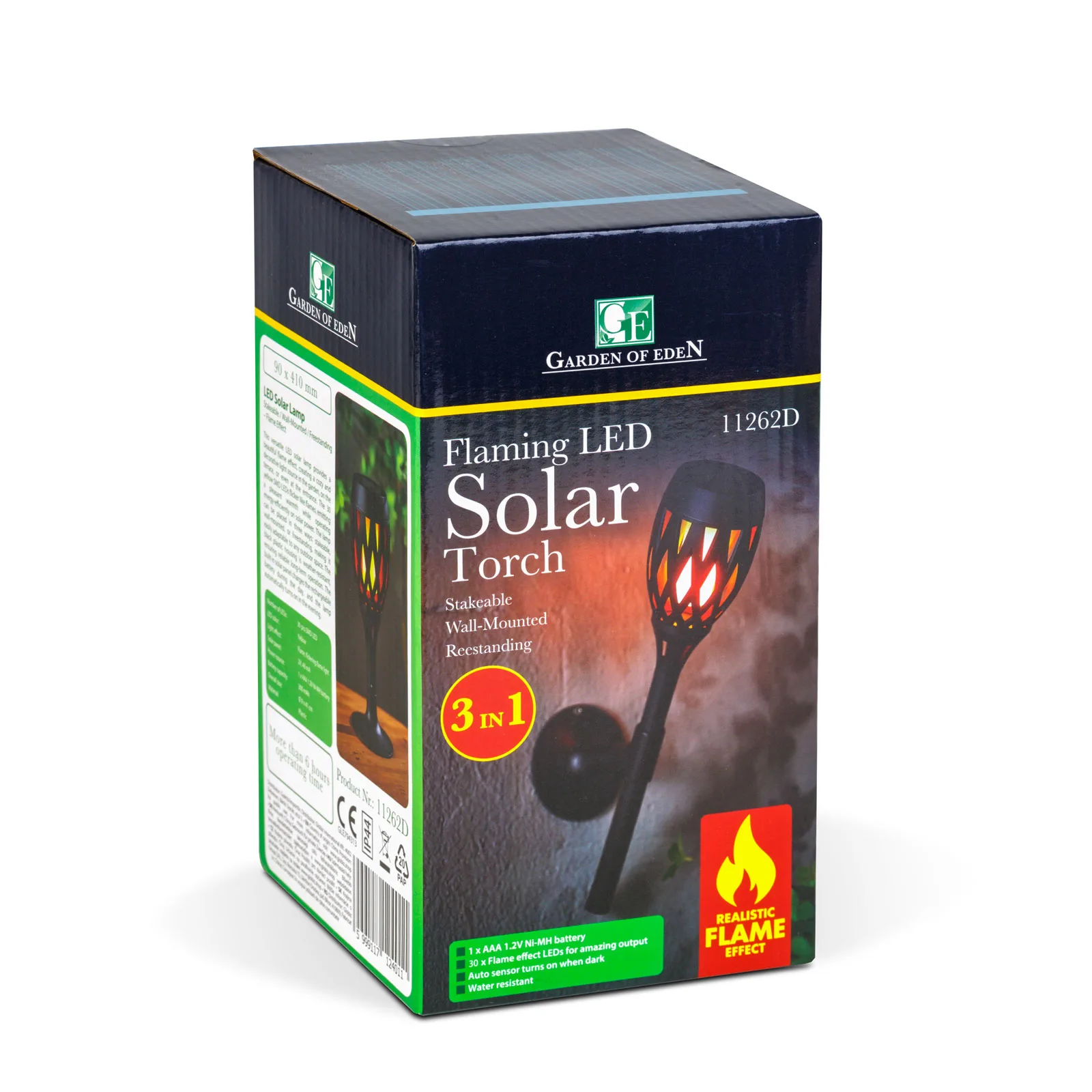 LED solárna lampa – zapichovacia / nástenná / voľne stojaca – efekt plameňa – 12 LED – 90 x 410 mm – Obrázok 6
