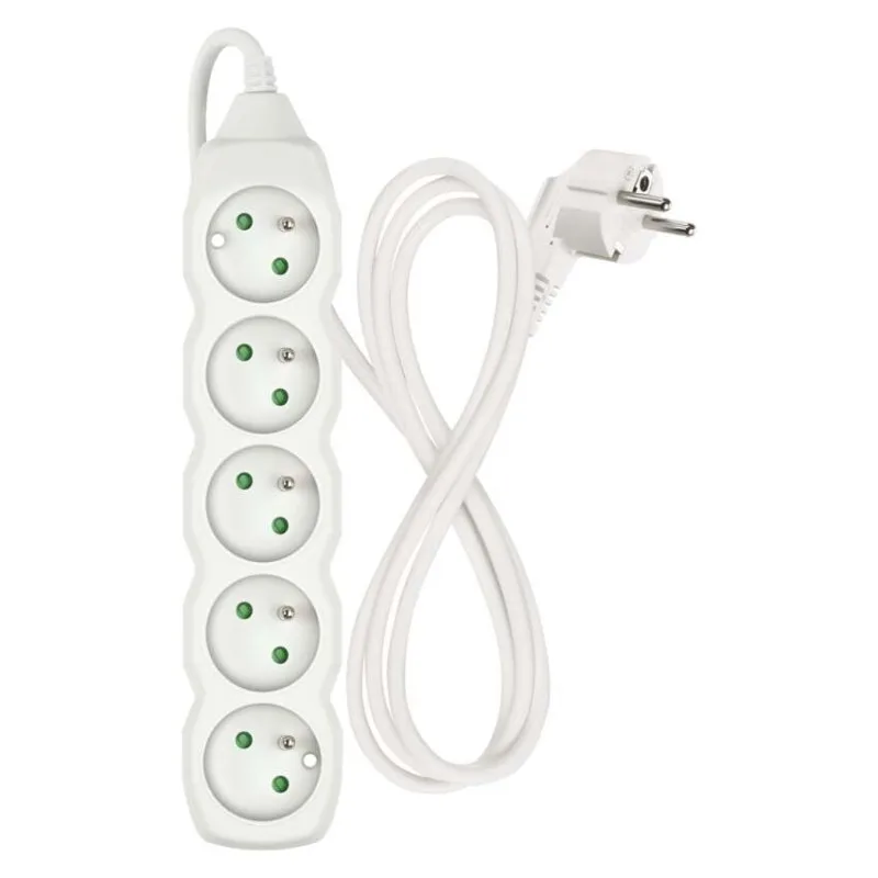 Predlžovací kábel 1,5 m / 5 zásuviek / biely / PVC / 1 mm2 – Obrázok 3
