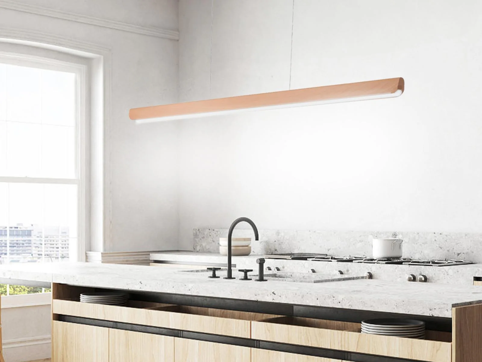Drevený luster na lanku z masívneho dreva LED 26W / 1500 - WRL0422 – Obrázok 7