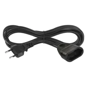 Dvojžilový pohyblivý prívod 5 m / 1 zásuvka / čierny / PVC / 0,75 mm2