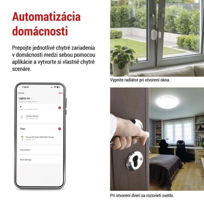 GoSmart bezdrôtový snímač dverí IP-2011Z, ZigBee – Obrázok 6