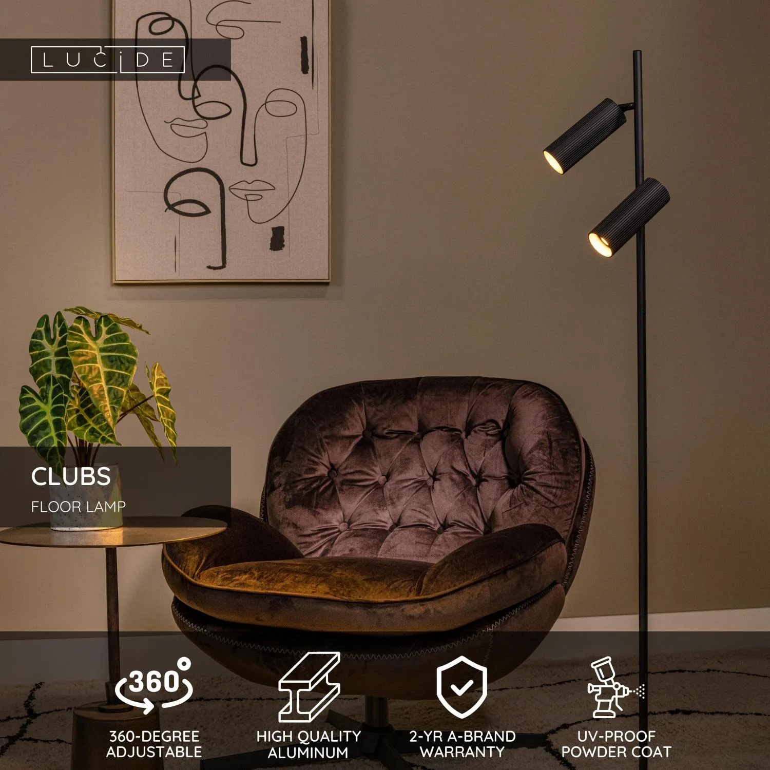 CLUBS – Stojaca lampa – 2xGU10 – Obrázok 3