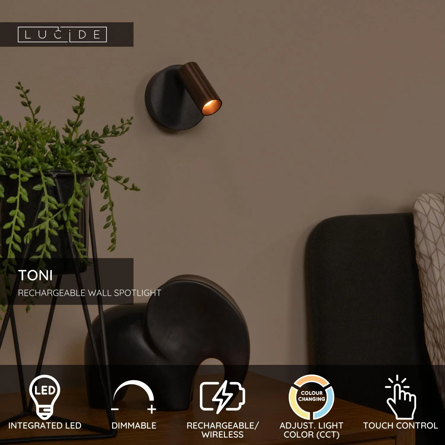 TONI – Nabíjateľný nástenný reflektor / nástenné svietidlo – Akumulátor – Ø 8,1 cm – Stmievateľné LED – CCT – 1x2 W 2700 K/4000 K – Magnetické – Obrázok 17