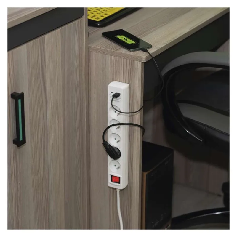 Predlžovací kábel 3 m / 5 zásuvky / s vypínačom / biely / 1×USB-A + 1×USB-C / 1,5 mm2 – Obrázok 7