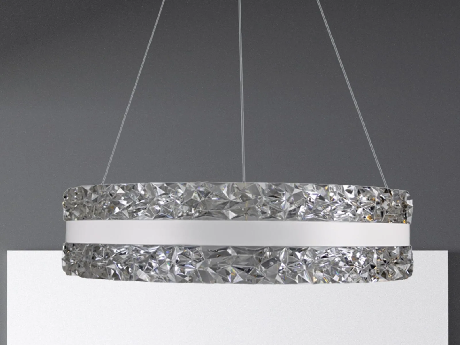 LED luxusné závesné krištáľové svietidlo s diaľkovým ovládačom 80W - TA2303/W