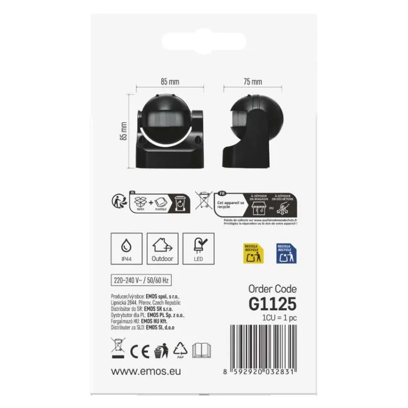 PIR senzor (pohybové čidlo) IP44 1200W, čierny – Obrázok 7