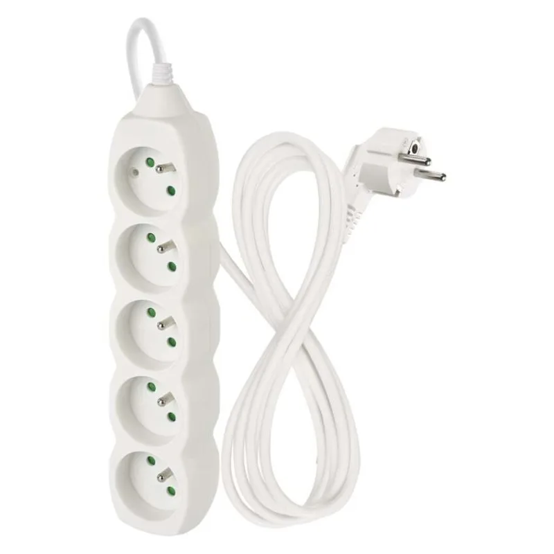 Predlžovací kábel 2 m / 5 zásuviek / biely / PVC / 1 mm2 – Obrázok 2