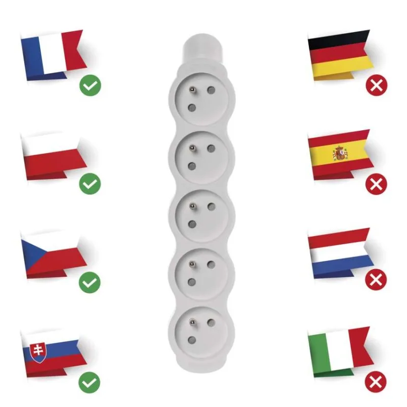 Samostatná 5 zásuvka, biela – Obrázok 3