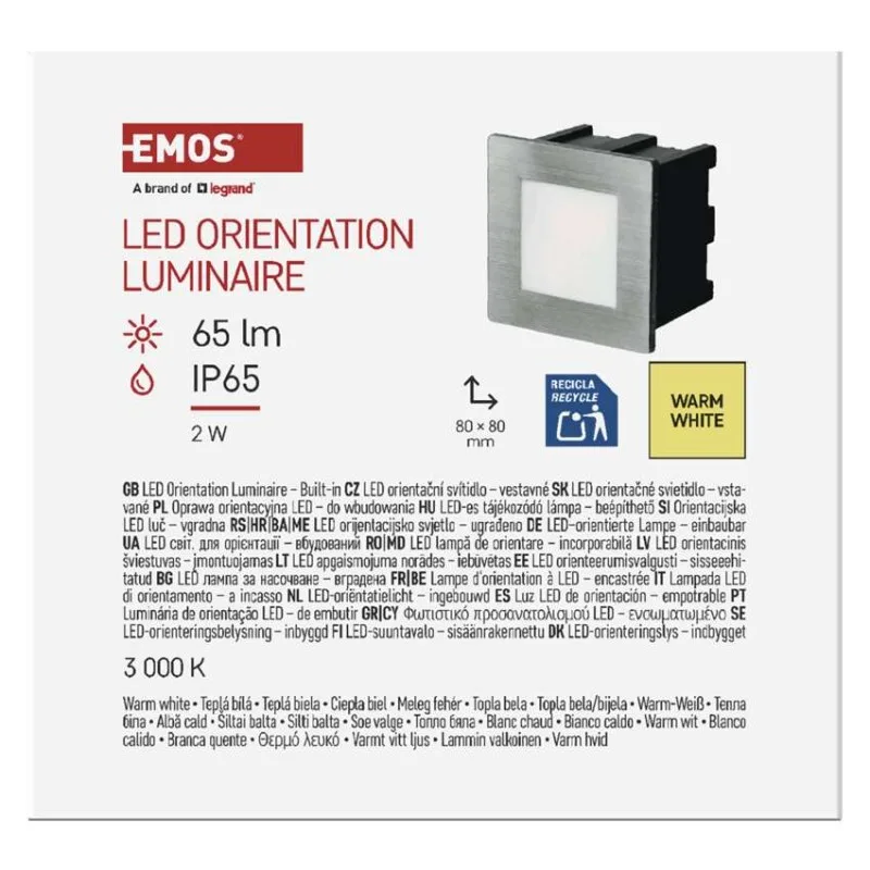 LED orientačné vstavané svietidlo AMAL 80×80, 2W teplá b.,IP65 – Obrázok 6