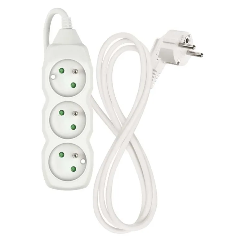 Predlžovací kábel 1,5 m / 3 zásuvky / biely / PVC / 1 mm2 – Obrázok 3