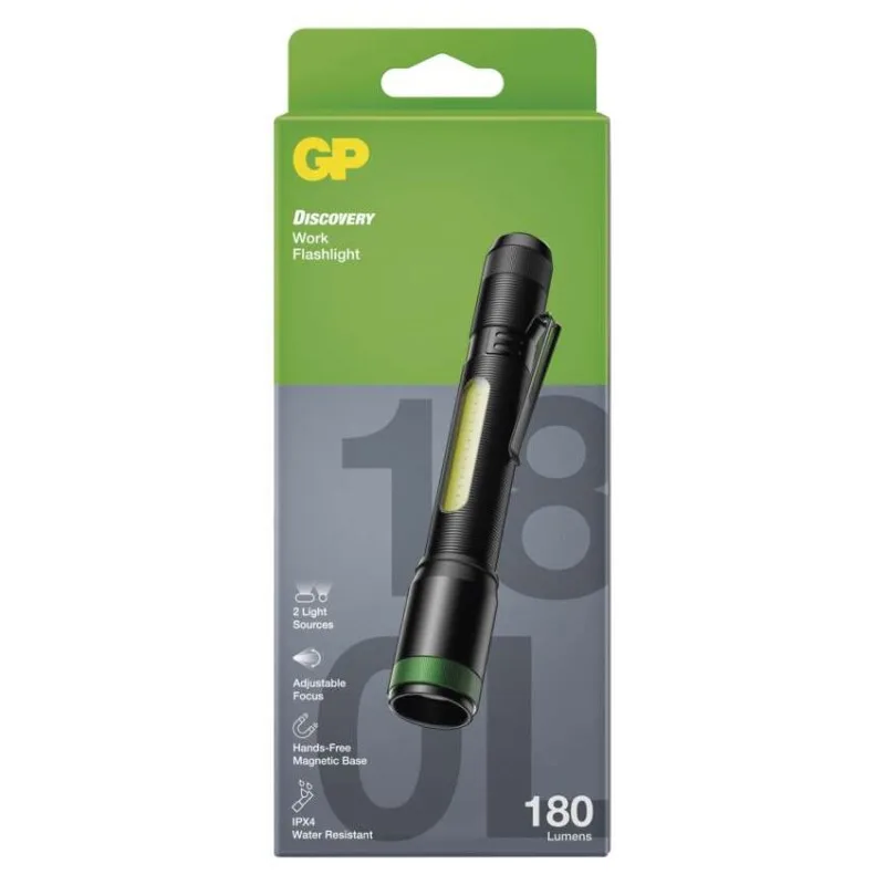 CREE + COB LED ručné svietidlo GP C33, 180 lm, 2× AA, fokus – Obrázok 8