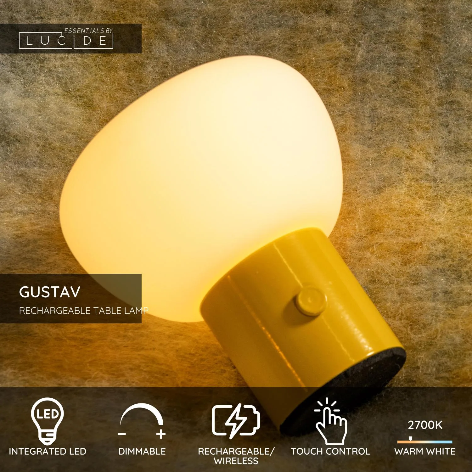 GUSTAV – Nabíjateľná stolná lampa – Akumulátor – Ø 8 cm – Stmievateľná LED – 1x0,8 W, 2700 K – Obrázok 10