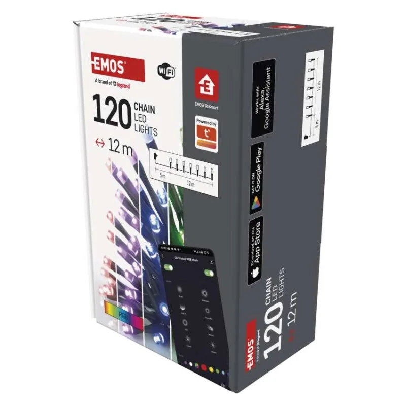 GoSmart LED vianočná reťaz, 12 m, vonkajšia aj vnútorná, RGB, programy, časovač, WiFi – Obrázok 3