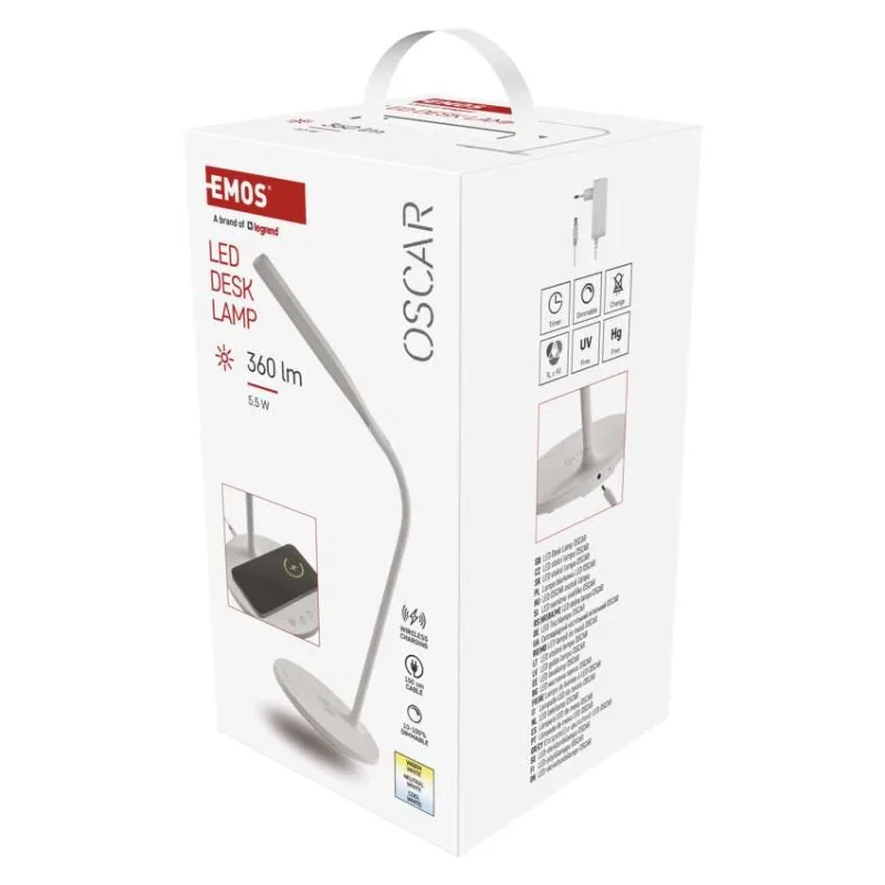 LED stolná lampa OSCAR, biela – Obrázok 4