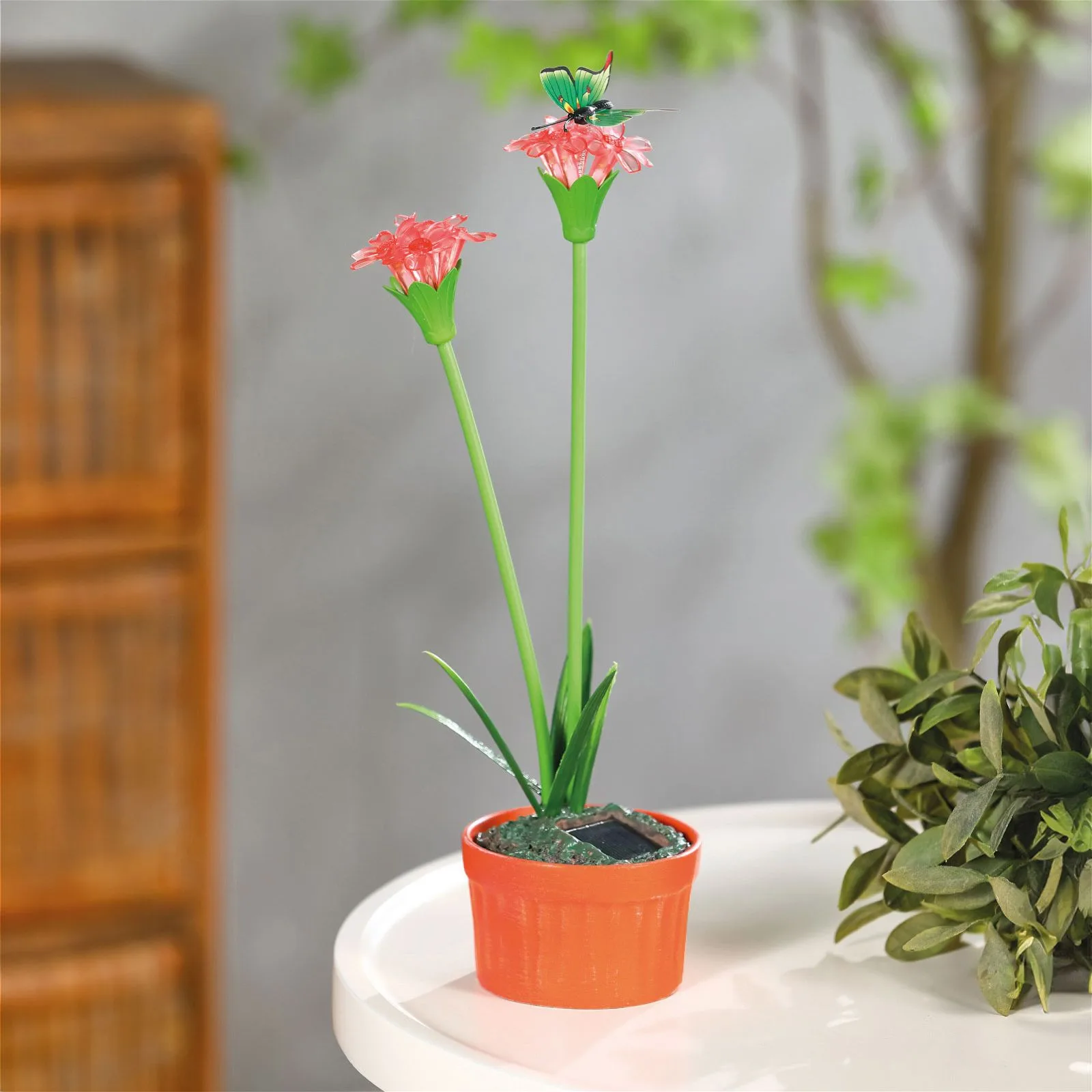 Farebné solárne kvety - 8 x 8 x 32 cm - 10 teplých bielych LED – Obrázok 6