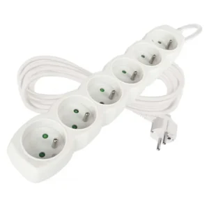 Predlžovací kábel 5 m / 6 zásuviek / biely / PVC / 1 mm2