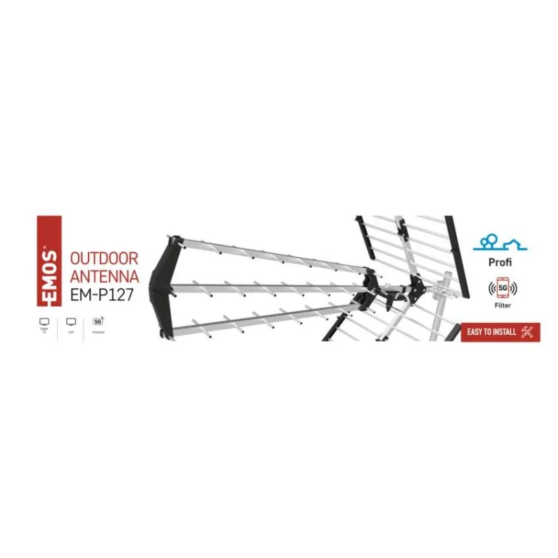 Anténa vonkajšia PROFI EM-P127, DVB-T2, filter LTE/4G/5G – Obrázok 5