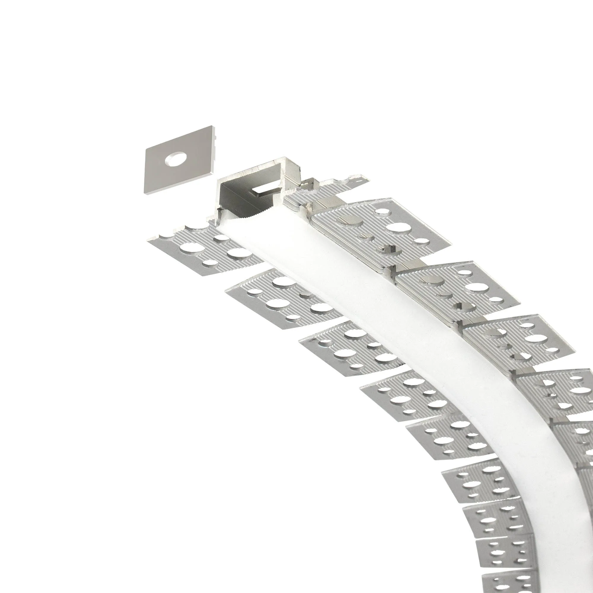 PRF047 SET PROFILE 19x13mm 3m REC. FLEXIBLE+DIFF.+2 END CAPS for LED STRIPS