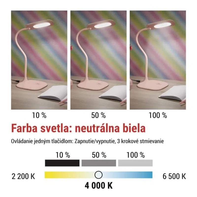 LED stolná lampa STELLA, ružová – Obrázok 7