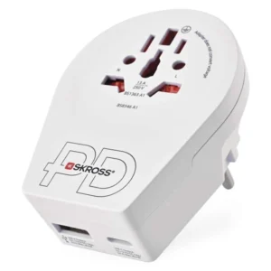 Cestovný univerzálny adaptér pre cudzincov do strednej Európy, 1×USB-C, 1×USB-A