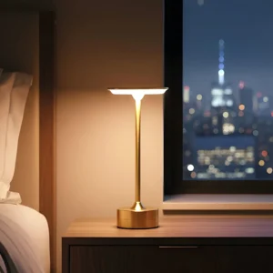 Stolová lampa - zlatý kov - nastaviteľná farebná teplota, jas - akumulátorová - USB