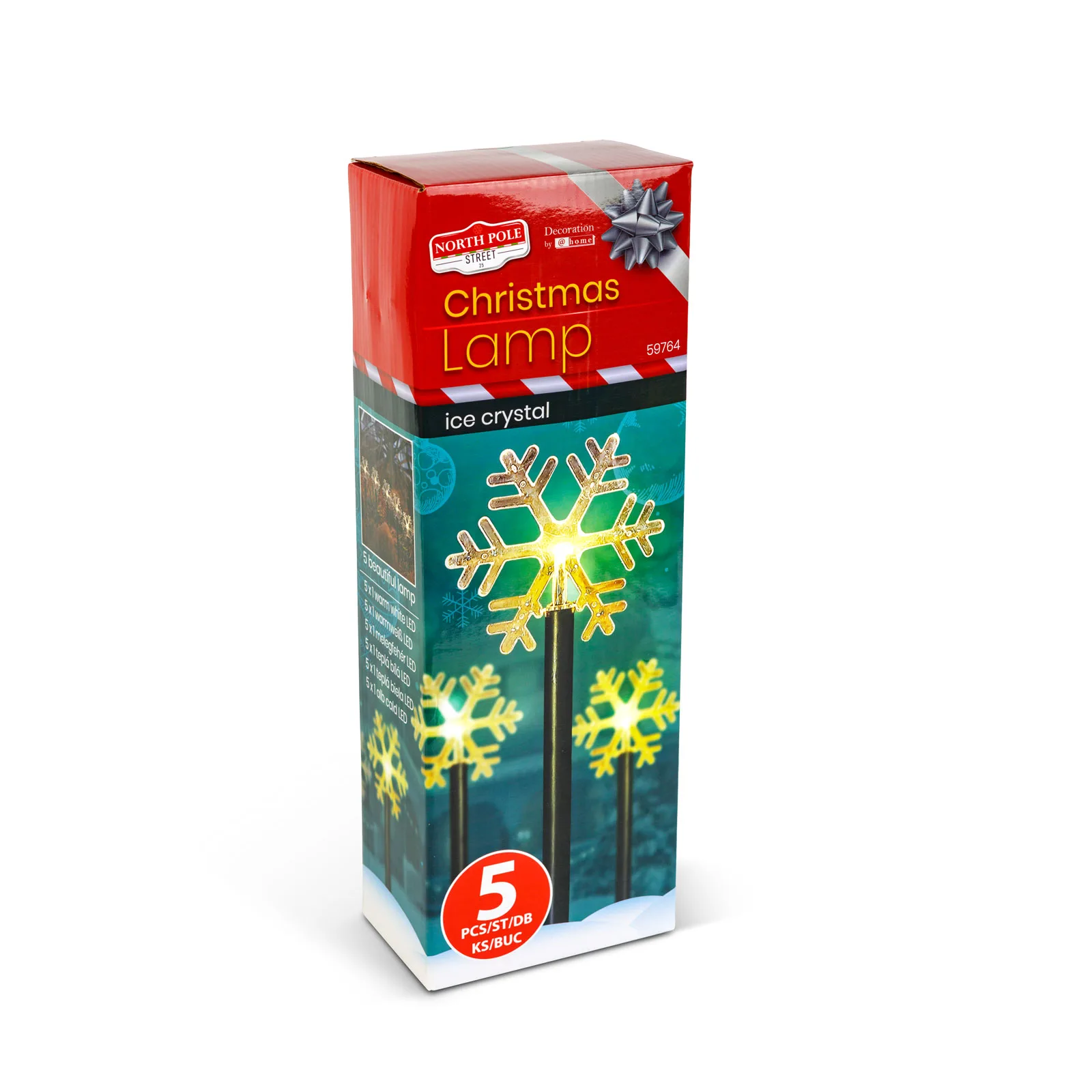 Vianočná lampa – 5 LED – ľadový kryštál – 34,5 cm – teplá biela – 3 x AA – Obrázok 3