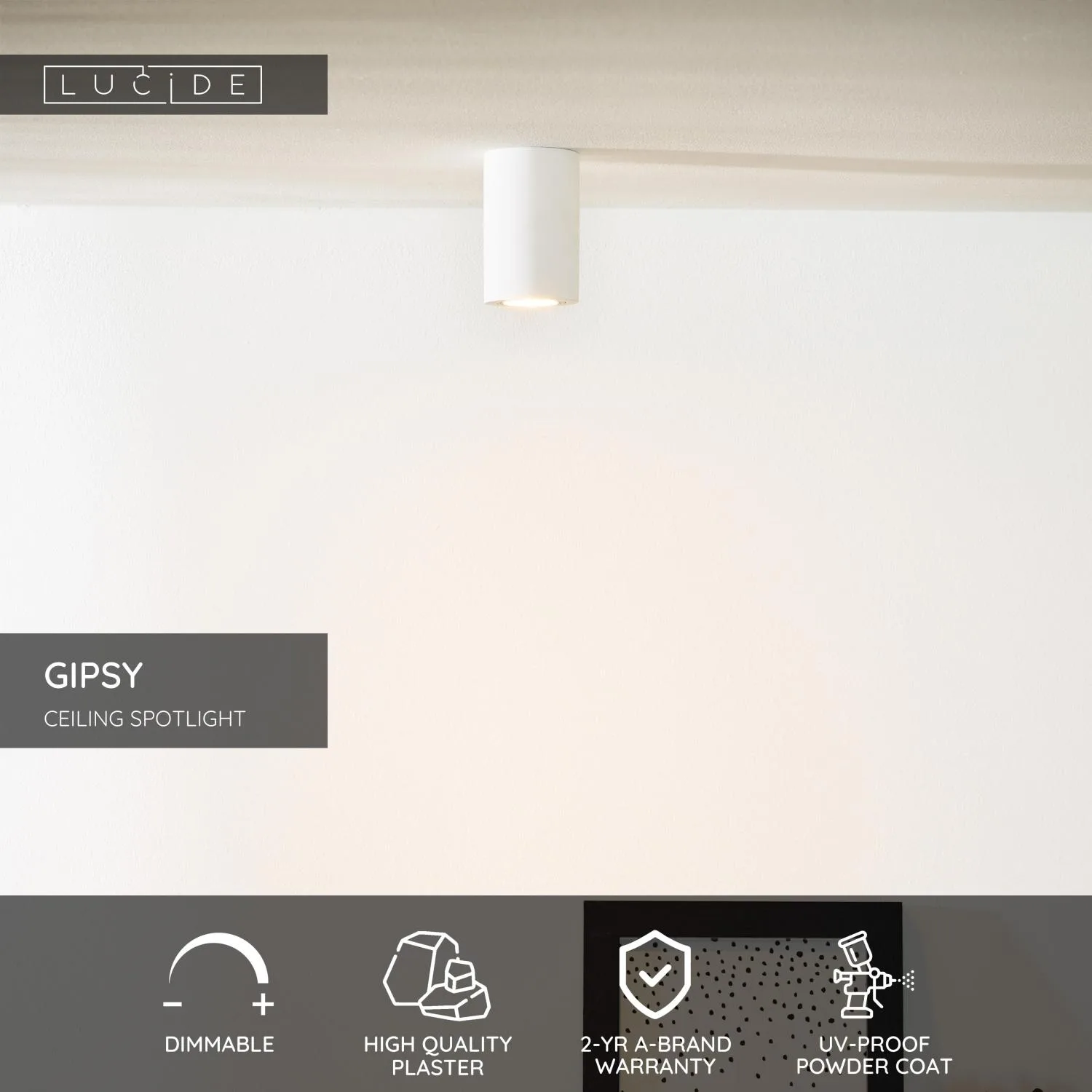 GIPSY – Stropný bodový svietidlo – Ø 7 cm – 1xGU10 – Biela – Obrázok 3