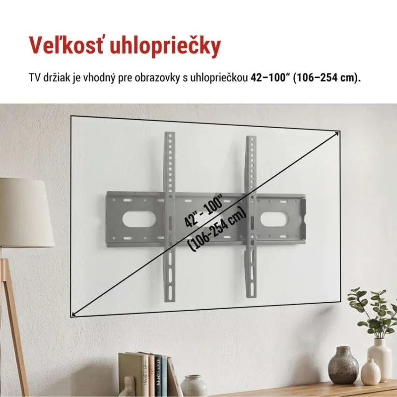 Pevný nástenný TV držiak 42–100" (107–254 cm) – Obrázok 4