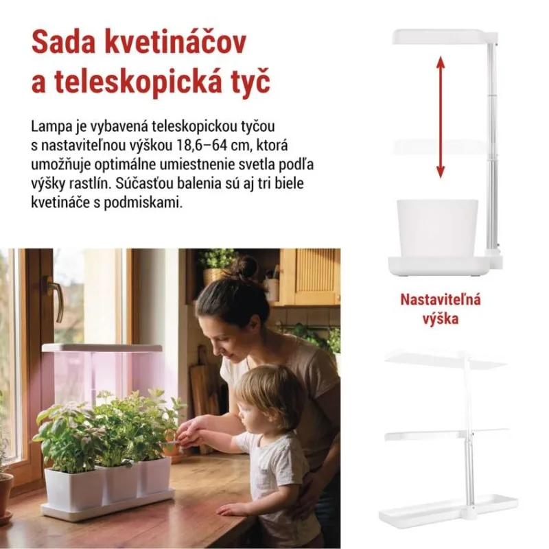 LED GROW pestovateľská lampa 7 W, časovač, stmievateľná lampa, biela – Obrázok 7