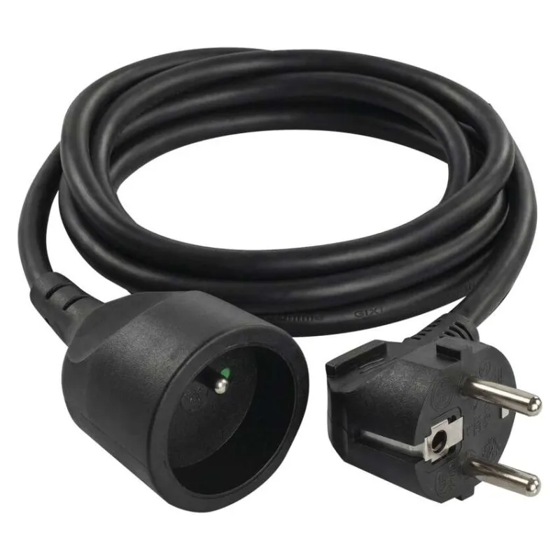 Predlžovací kábel 1,5 m / 1 zásuvka / čierny / PVC / 1 mm2