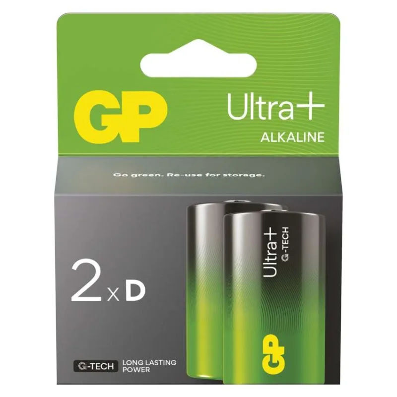 Alkalická batéria GP Ultra Plus LR20 (D), 2 ks