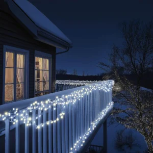 Spojovateľný svietiaci reťazec, 100 LED, biely kábel, na vonkajšie použitie