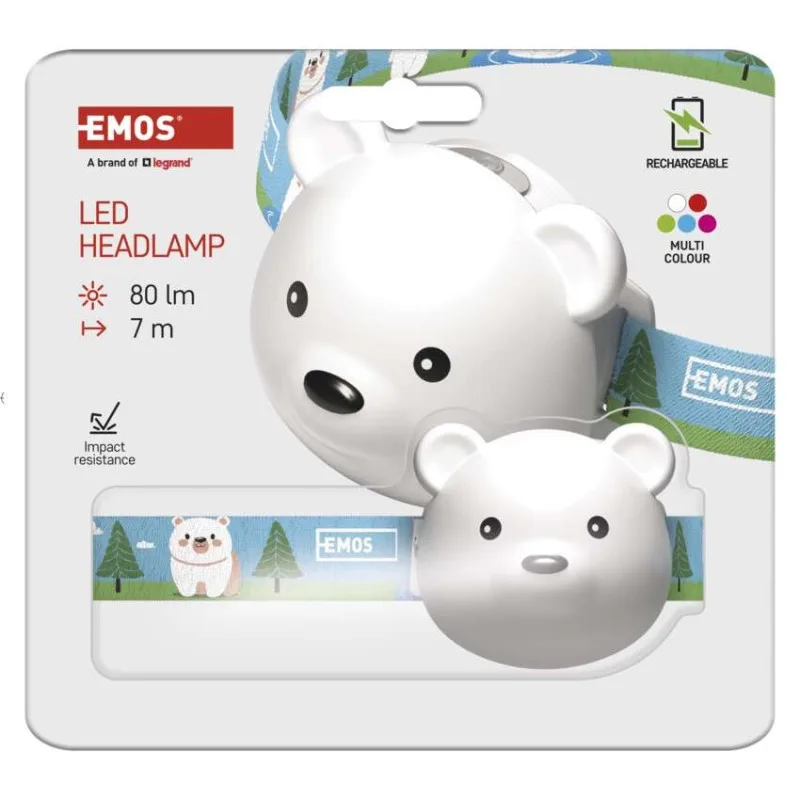 LED nabíjacia čelovka medveď P3543, 80 lm, Li-Pol 500 mAh – Obrázok 2