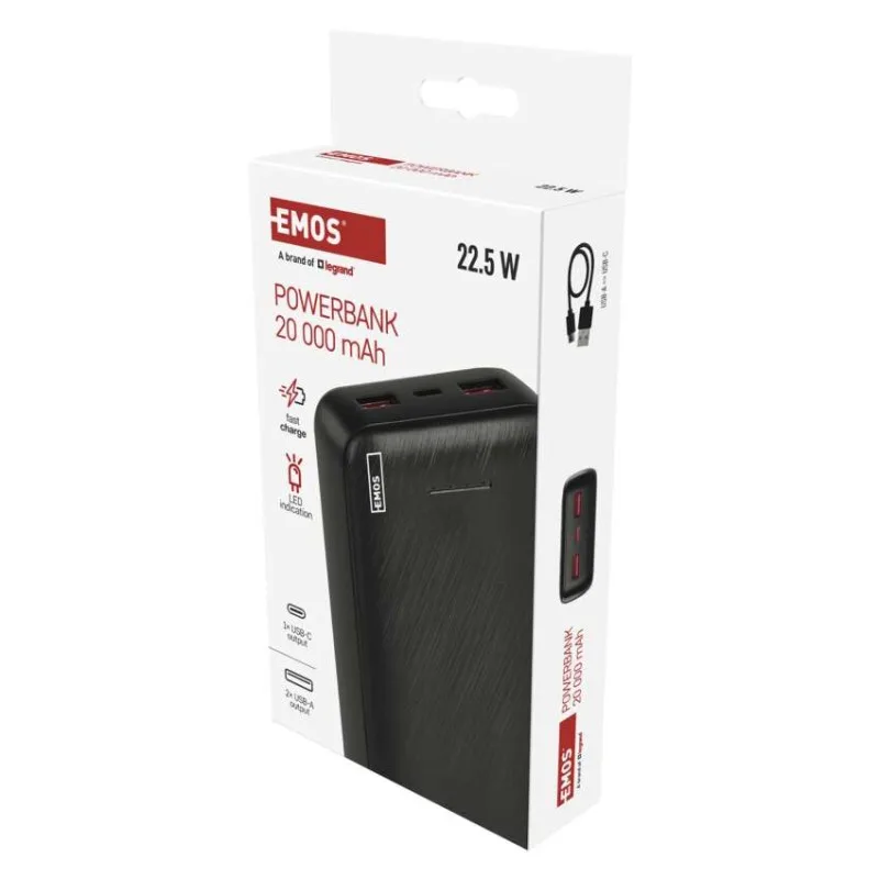 Power bank EMOS AlphaQ3, 20 000 mAh, 22,5 W, čierny – Obrázok 5