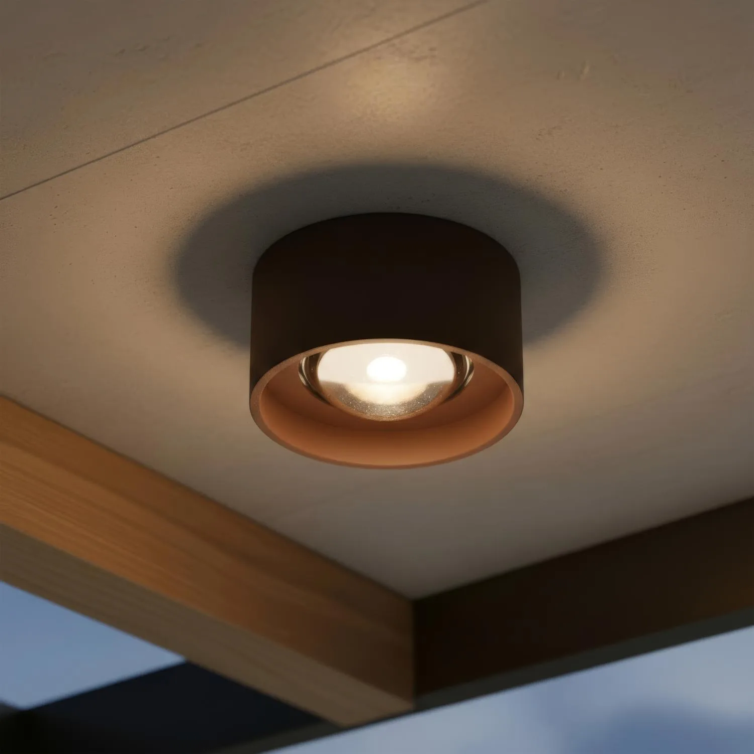 LENZ – Stropný bodový svietidlo pre interiér/exteriér – Ø 11 cm – LED – 1x8 W, 2700 K – IP54 – hrdzavohnedá | Essential – Obrázok 4