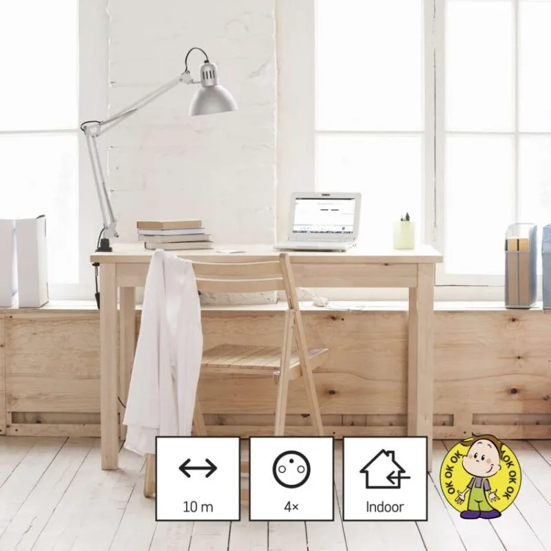 Predlžovací kábel 10 m / 4 zásuvky / biely / PVC / 1 mm2 – Obrázok 6