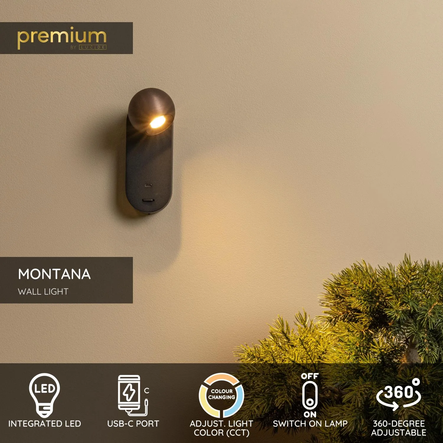MONTANA - Nástenné svetlo - LED - CCT - 1x6,3W 2700K/4000K - S USB nabíjacím bodom – Obrázok 10