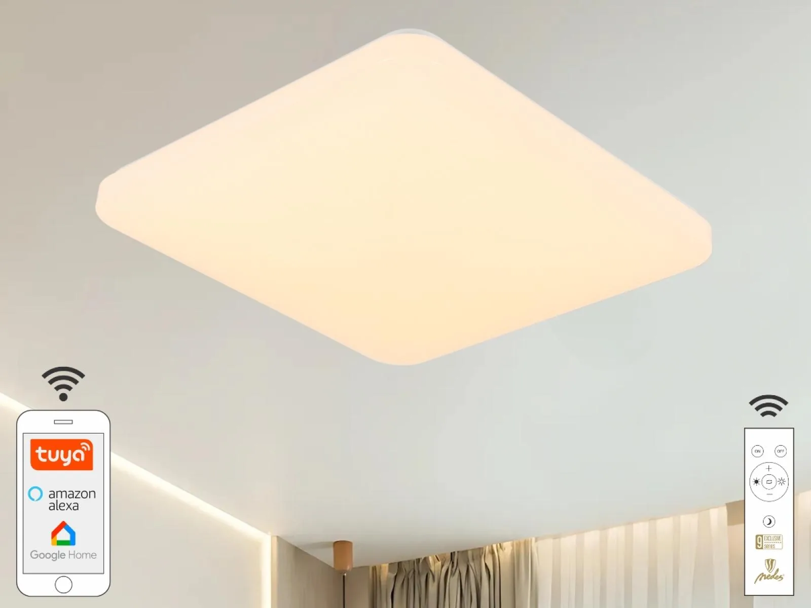 LED stropná lampa OPAL + diaľkový ovládač + Wifi 48W - LC902S/S – Obrázok 8