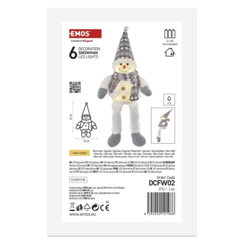 LED vianočný snehuliak sediaci, 31 cm, 3× AA, vnút., teplá biela – Obrázok 9