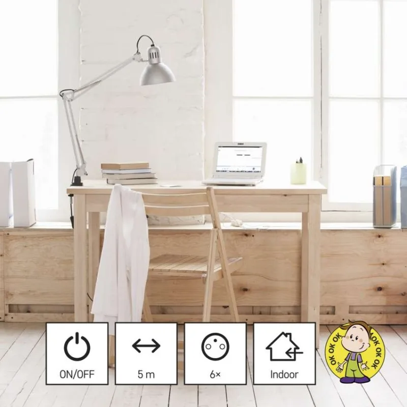 Predlžovací kábel 5 m / 6 zásuviek / s vypínačom / biely / PVC / 1 mm2 – Obrázok 6