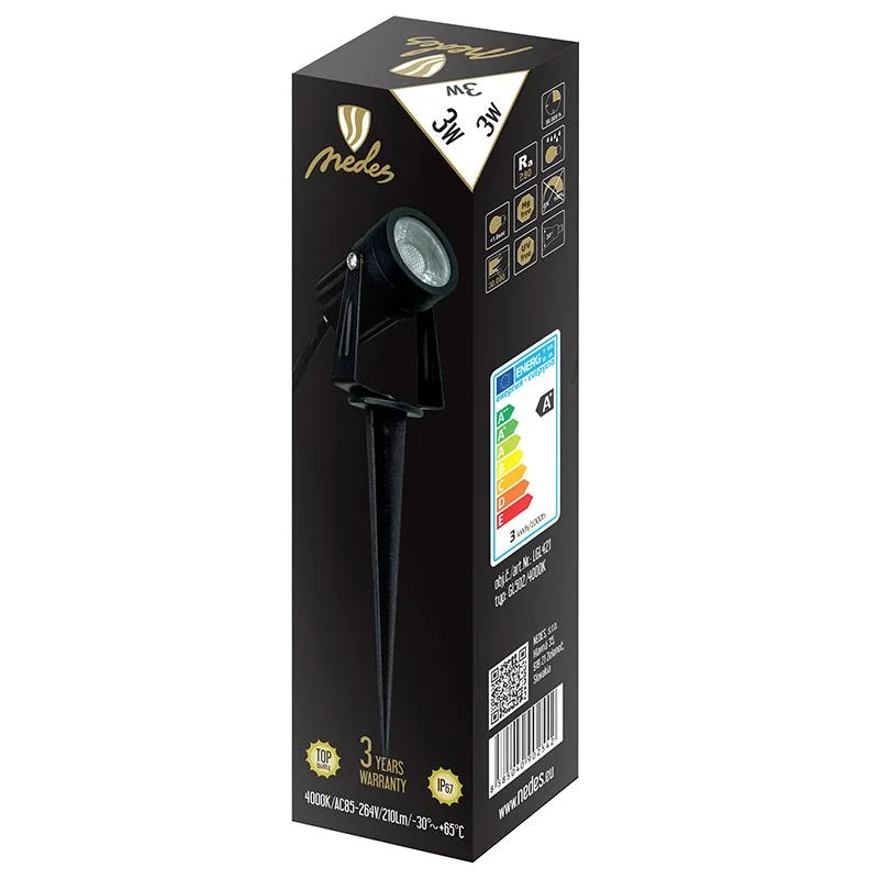 LED záhradné svietidlo 3W / IP67 / 4000K - LGL421 – Obrázok 4