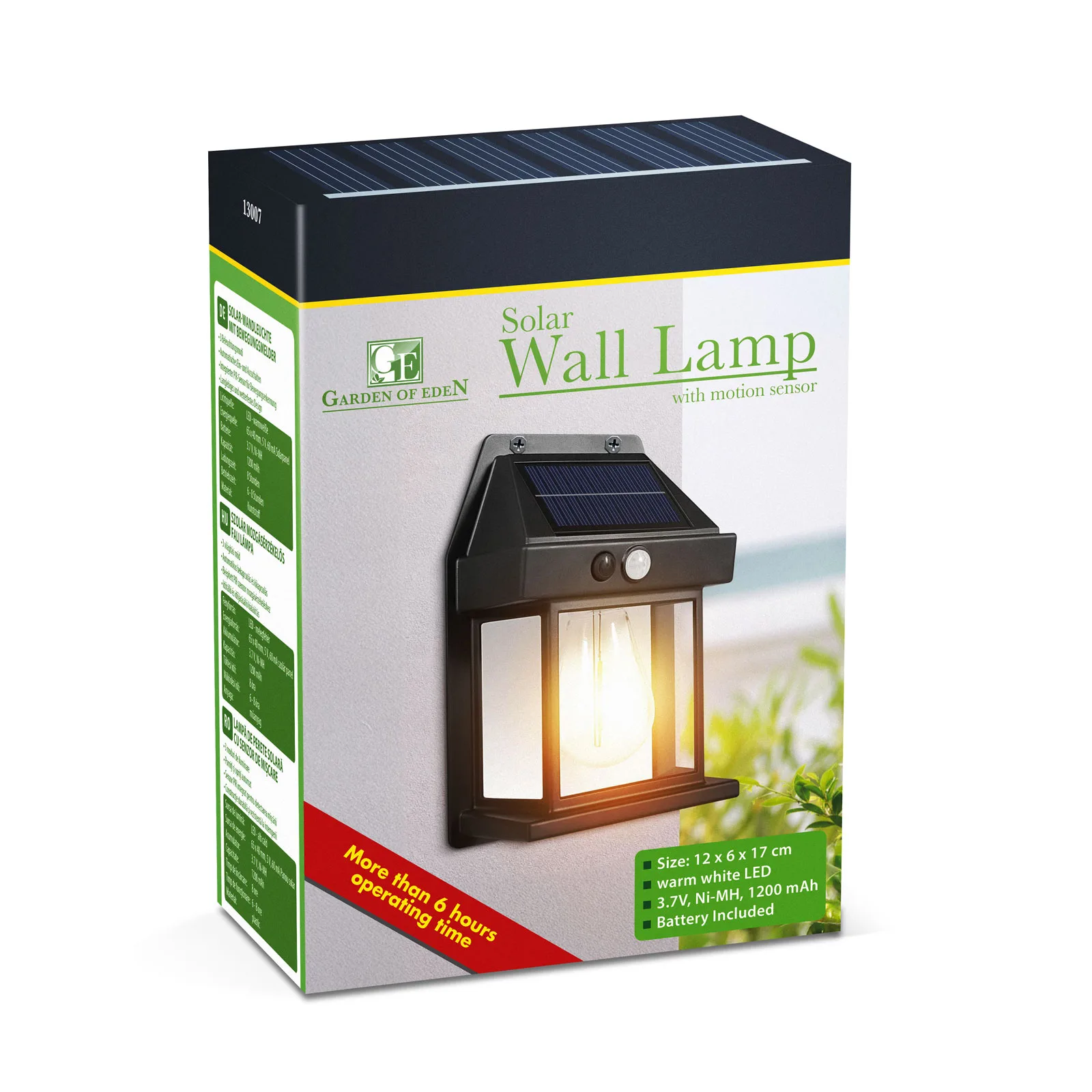 Solárna nástenná lampa s pohybovým senzorom – 1 filamentová LED – čierna – 12 x 6 x 17 cm – Obrázok 3