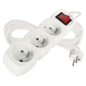 Predlžovací kábel 5 m / 3 zásuvky / s vypínačom / biely / PVC / 1 mm2