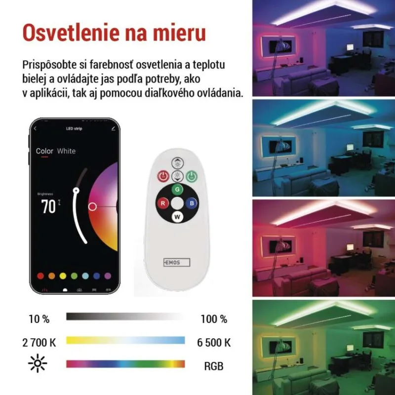 GoSmart LED pásik WiFi 5m, 21W, 1400lm, RGB/CCT – Obrázok 4