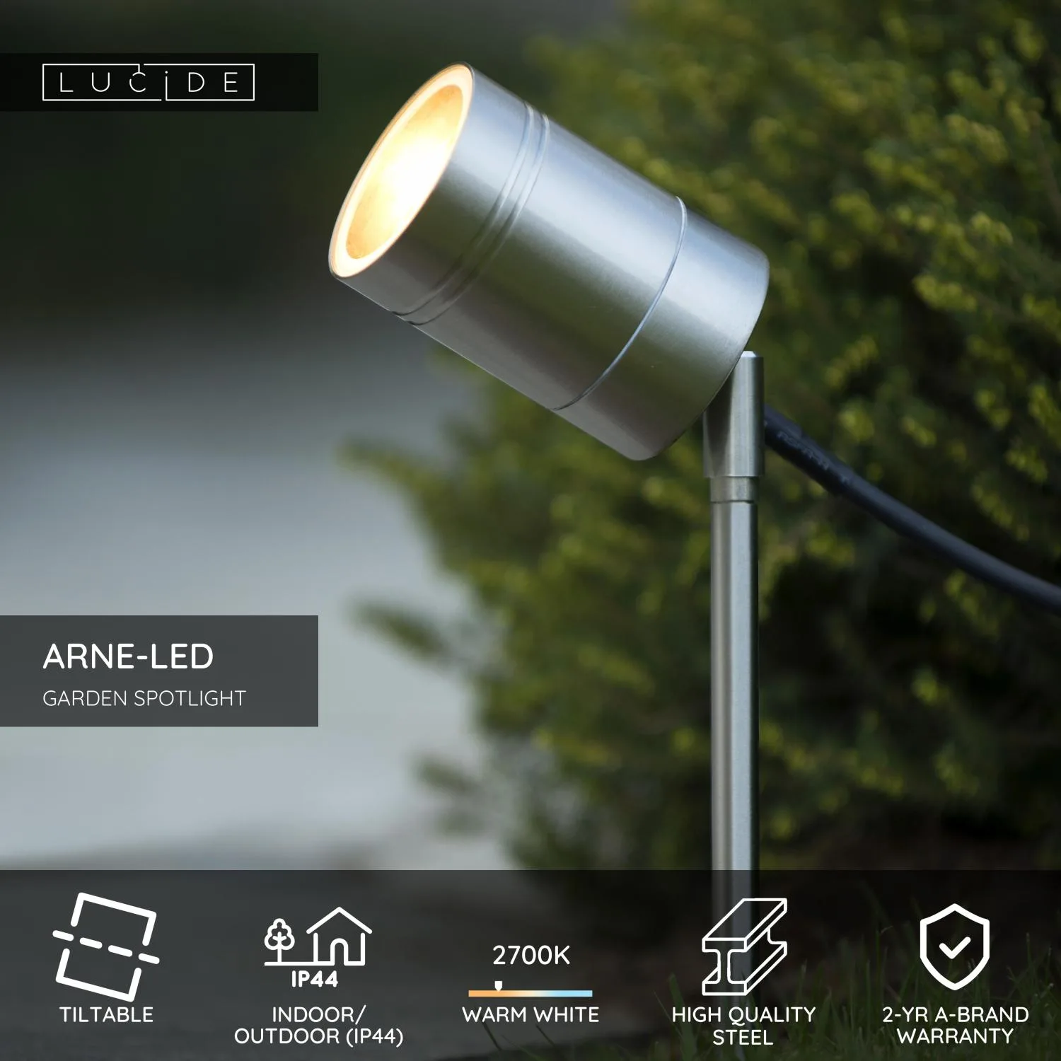 ARNE-LED - Záhradný reflektor - Ø 6,3 cm - LED - GU10 - 1x5W 2700K - IP44 – Obrázok 2