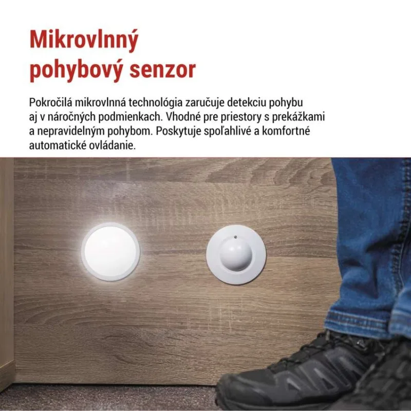 Mikrovlnný senzor (pohybové čidlo) IP20 1200W, biely – Obrázok 4