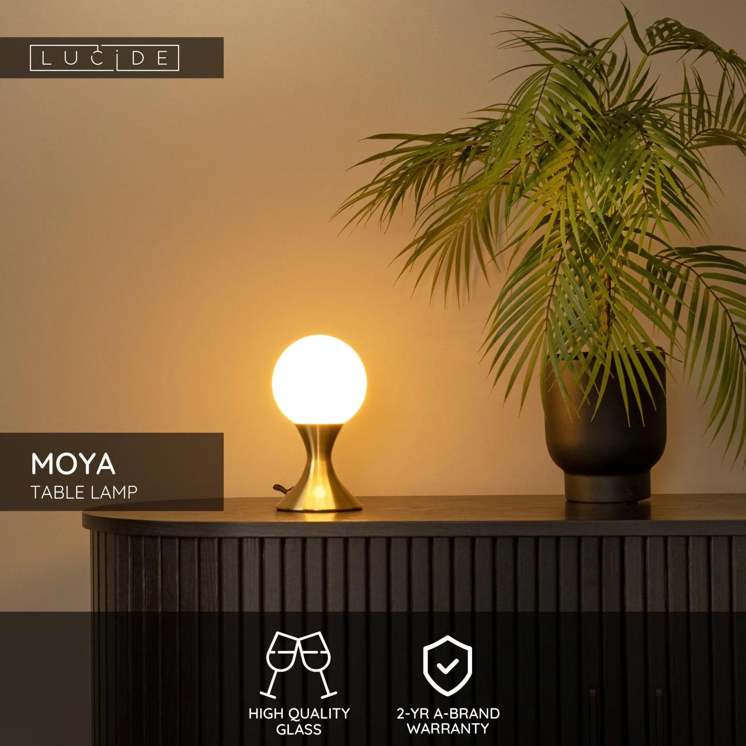 MOYA – Stolná lampa – Ø 12 cm – 1xG9 – Matná zlatá / Mosadz – Obrázok 3