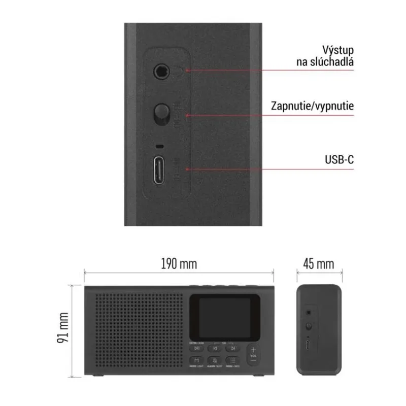 Prenosné rádio s Bluetooth P-600B, DAB / DAB+ / FM, čierne – Obrázok 7